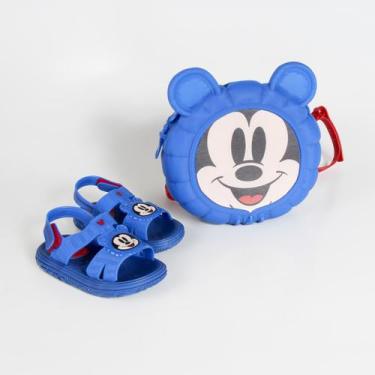 Imagem de Sandália De Bebê Azul Mickey Disney Puff Bag Grendene Kids Azul Escuro