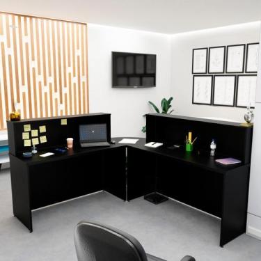 Imagem de Balcão Atendimento de Canto em L Recepção Consultório 140x60cm - Netmo