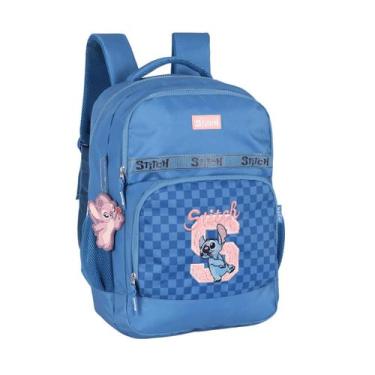 Imagem de Mochila Escolar Stitch e Angel Azul Feminino Disney Luxcel - 692684571