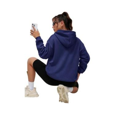 Imagem de Moletom Feminino De Cor Sólida Com Capuz E Bolsos, Casual, Streetwear,