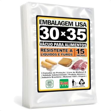 Imagem de Saco a Vácuo Liso Sem Ranhuras [30x35 cm] [15 Micras] [1000 Unidades] - Para Seladora de Câmara e Bico - Embalagem Profissional Resistente Reforçada Alimentício BPA Free