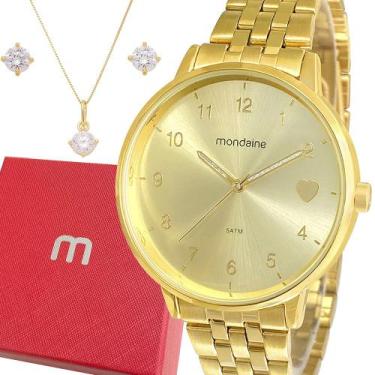 Imagem de Relógio Mondaine Feminino Dourado Original Luxo Prova Dágua