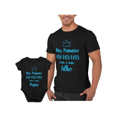 Imagem de Roupinha Bebê E Camiseta Meu Primeiro Dia Dos Pais Menino Preta - Del 