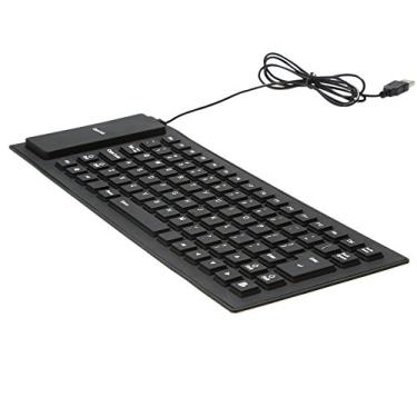 Imagem de Teclado de silicone enrolável flexível com 85 teclas USB fio lavável à água - Digitação silenciosa leve e compacto para PC notebook laptop