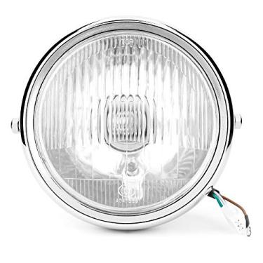 Imagem de Gorgeri Farol de motocicleta universal retrô prata concha branco lente farol dianteiro farol para GN125