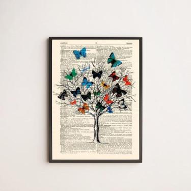 Imagem de Quadro Decorativo Árvore De Borboletas 24X18Cm Preto