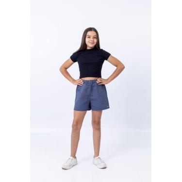 Imagem de Short Jeans Feminino Cintura Com Elástico e Bolsos Faca Raso - Nicktoi