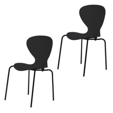 Imagem de Kit 2 Cadeiras Empilháveis Base Aço Tubular Flash - Prima Design