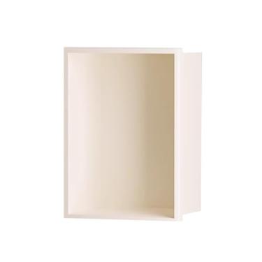 Imagem de Suporte de chuveiro de nicho embutido de aço inoxidável, armário de armazenamento de xampu na parede, cor creme, 320 x 320 x 125 mm, caixas de nicho organizadas para itens essenciais de banheiro