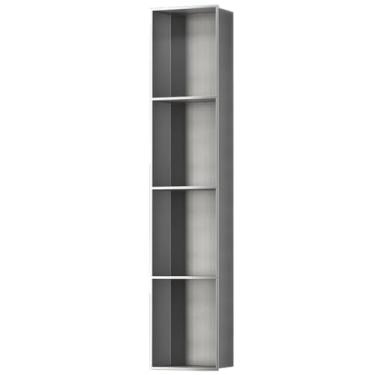 Imagem de Nicho de chuveiro embutido de aço inoxidável, prateleira de armazenamento impermeável para banheiro, cozinha e sala de estar, design quadrado para artigos de higiene pessoal e xampu, 26 x 13 x 139 cm