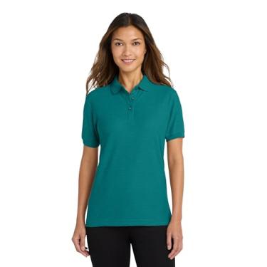 Imagem de Polo feminina com toque de seda Port Authority L500, Teal Green, XX-Large