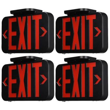 Imagem de TORCHSTAR Sinal de saída de LED vermelho, luz de saída de emergência com bateria reserva, dupla face, UL 924, CA 120/277V, local úmido, luzes de saída de letras vermelhas com fio para negócios