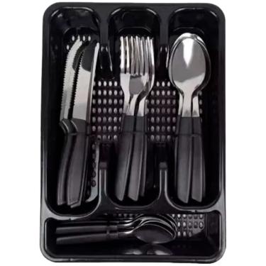 Imagem de Jogo Talheres Faca Garfo Colher 25 Pçs Jjb Utilidades Preto