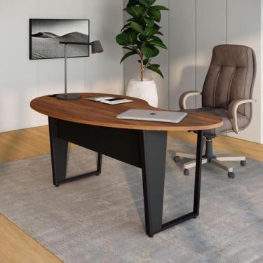 Imagem de Mesa Linear Orgânica 175cm x 92cm com Pés Metal para Escritório F5 Off