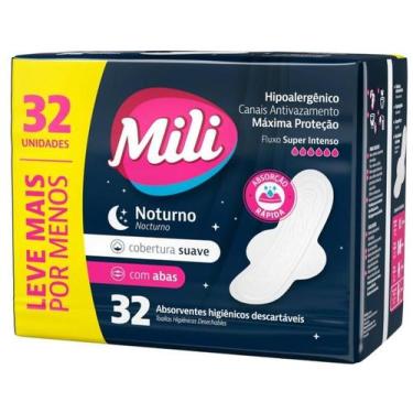 Imagem de Absorvente Mili Noturno Com Abas com 32 unidades