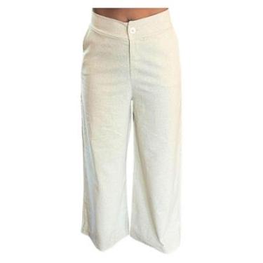 Imagem de Calça Alfaiataria Pantalona FMF Feminina Moda Luxo Wide Leg Cor:;Tamanho:P-Feminino