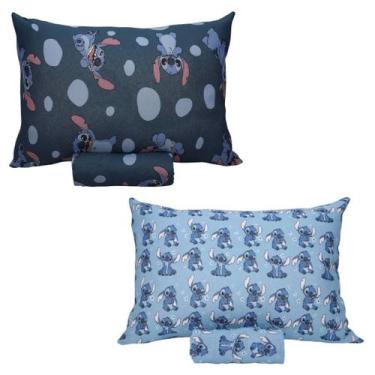 Imagem de Kit 2 Roupa Cama Stitch C/ Elástico Solteiro 2 Jogos Unissex - Portall