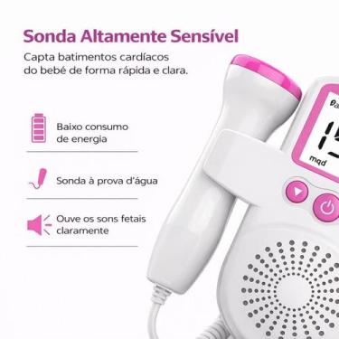 Imagem de Aparelho para Ouvir Batimentos do Bebê Fetal 3MHz com Display LCD - Fe