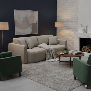Imagem de Sofá Cama Retrátil 4 Lugares Design Orgânico em Linho