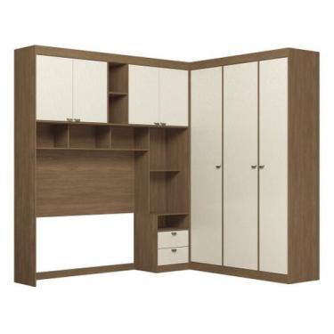 Imagem de Guarda Roupa Casal 7 Portas e 4 Gavetas Lugano jatoba/Areia - Santos A