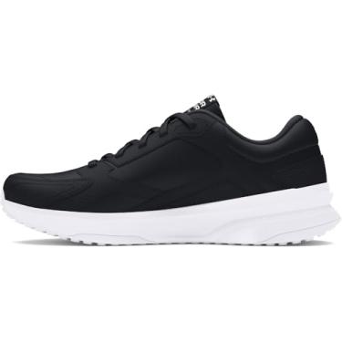 Imagem de Under Armour Tênis masculino de couro Edge, Preto/Preto/Branco, 38