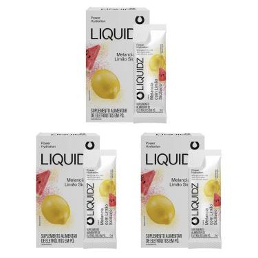 Imagem de LIQUIDZ - Eletrólitos Zero Açúcares - Melancia com Limão Siciliano - Kit 3 Caixas - 18 sachês-Unissex