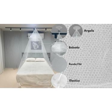 Imagem de Mosquiteiro Casal de Renda Filó Premium - Fabricação Própria, Branco