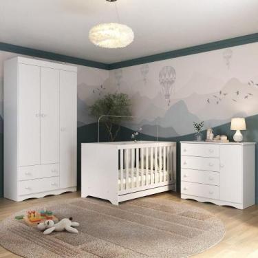 Imagem de Quarto de Bebê Completo com Berço Americano 3 em 1 para Colchão 130x70