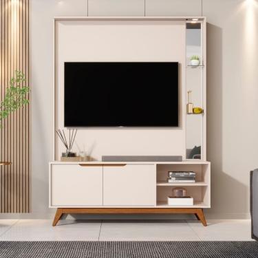 Imagem de Estante Home para TV ate 60 Polegadas 2 Portas com Pes de Madeira Em MDF Tucuma JB Moveis