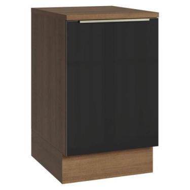 Imagem de Balcão De Cozinha 50 Cm 1 Porta Rustic/preto Lux Madesa Rustic/preto