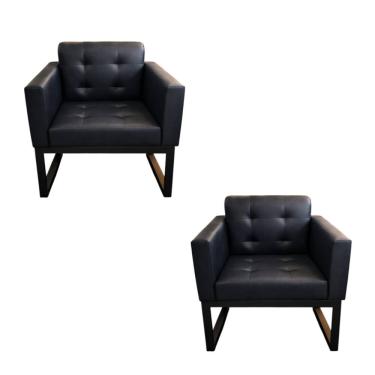 Imagem de Kit 2 Sofanetes Poltrona Loft Costurada para Recepção Preto