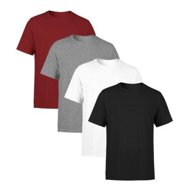 Imagem de Kit 4 Camisetas Masculina Lisa Premium 100% Algodão-Masculino
