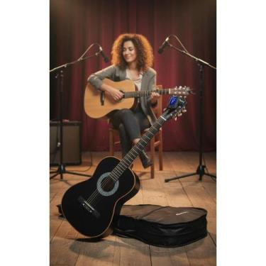 Imagem de Violão Acústico 6 Cordas Aço Preto c/ Afinador e Capa - Congratulation