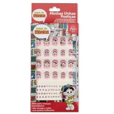Imagem de Unha Postiça Rosa Autoadesiva Infantil Turma da Mônica - Salão Mágico