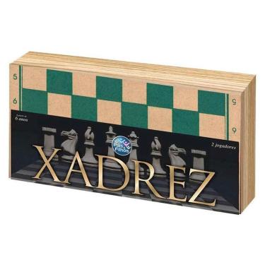 Imagem de Jogo De Xadrez Tabuleiro Em Madeira 40x40 Cm - Pais&filhos