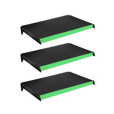 Imagem de Kit 3 Bandejas Prateleiras 40x91 P/gôndola New Plus Preta Porta Etiquetas Verde Claro -...