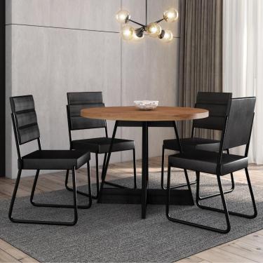 Imagem de Conjunto Sala De Jantar 4 Cadeiras Malta Carraro Preto