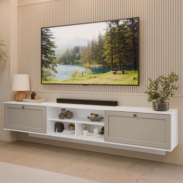 Imagem de Rack Suspenso para TV até 80 Polegadas 218 cm 2 Portas Branco/Crema Vik Madesa