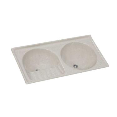 Imagem de Tanque Duplo Standard 124x62cm Travertino em Marmore Sintetico Retangular 2 Cubas AJ Rorato
