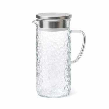 Imagem de Jarra de Vidro 1,5L Tampa Inox Hermética para Água e Suco Uso em Geladeira Transparente Carisma