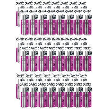 Imagem de Sharpie 39108PP Marcador permanente prata metálico de ponta fina, 48 pacotes de bolhas com 2 marcadores cada para um total de 96 marcadores