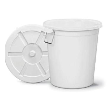 Imagem de Cestão 50 Litros Com Tampa E Alça Em Aço Lixeira Branco