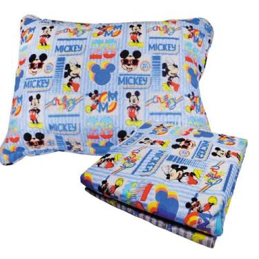 Imagem de Colcha Mickey Mouse Solteiro Com Porta Travesseiro Dupla Face Em Acaba