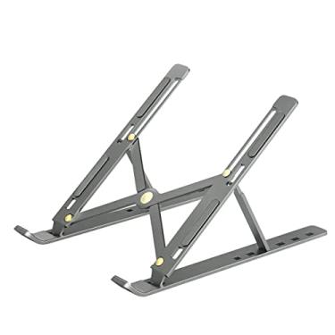 Imagem de Suporte para laptop, suporte para laptop Riser, suporte para notebook portátil dobrável de alumínio ajustável, compatível com MacBook Air Pro, HP, Lenovo, Dell, mais laptops e tablets de 10 a 15,6 polegadas (prata)