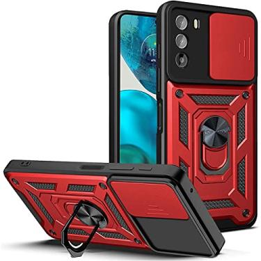 Imagem de Case for Motorola Moto G71 5G with Slide Camera Cover,Military Grade Heavy Duty Protection Phone Case Cover with Magnetic Ring Kickstand for Motorola Moto G71 5G (vermelho)