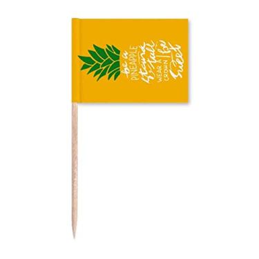 Imagem de PineFruit Stand Tall Be Sweet Yellow Quote bandeiras de palito de dente marcador para decoração de festa
