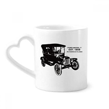 Imagem de Caneca preta clássica de carros com padrão mecânico café cerâmica copo de coração de vidro