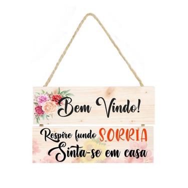 Imagem de Placa decorativa Bem vindo Respire fundo, sorria cod 001