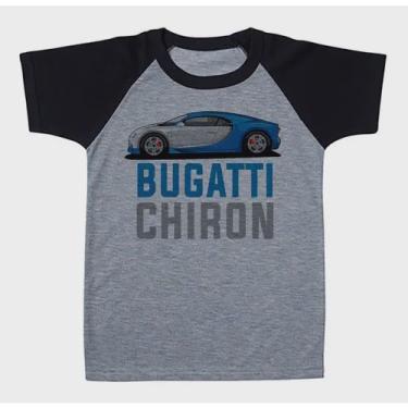 Imagem de Camiseta Raglan Menino Carro Bugatti Prata Azul