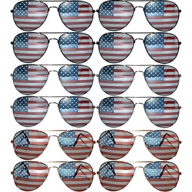 Imagem de Owl 12 pares de óculos de sol aviador clássico metal dourado, prata, armação preta e colorido, espelhado, lente fumê, X Flag Mix